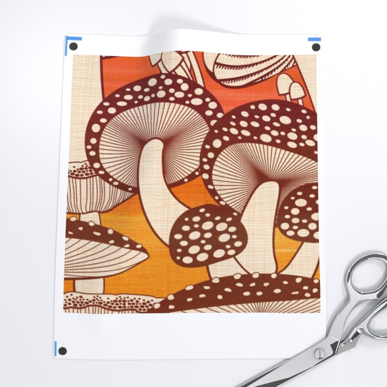 Mushrooms Toadstools 70S Style Retro Seventies Autumn Fall Earth Tones Custom Printed Fabric by Spoonflower Various Fabrics by the Yard or Fat Quarter